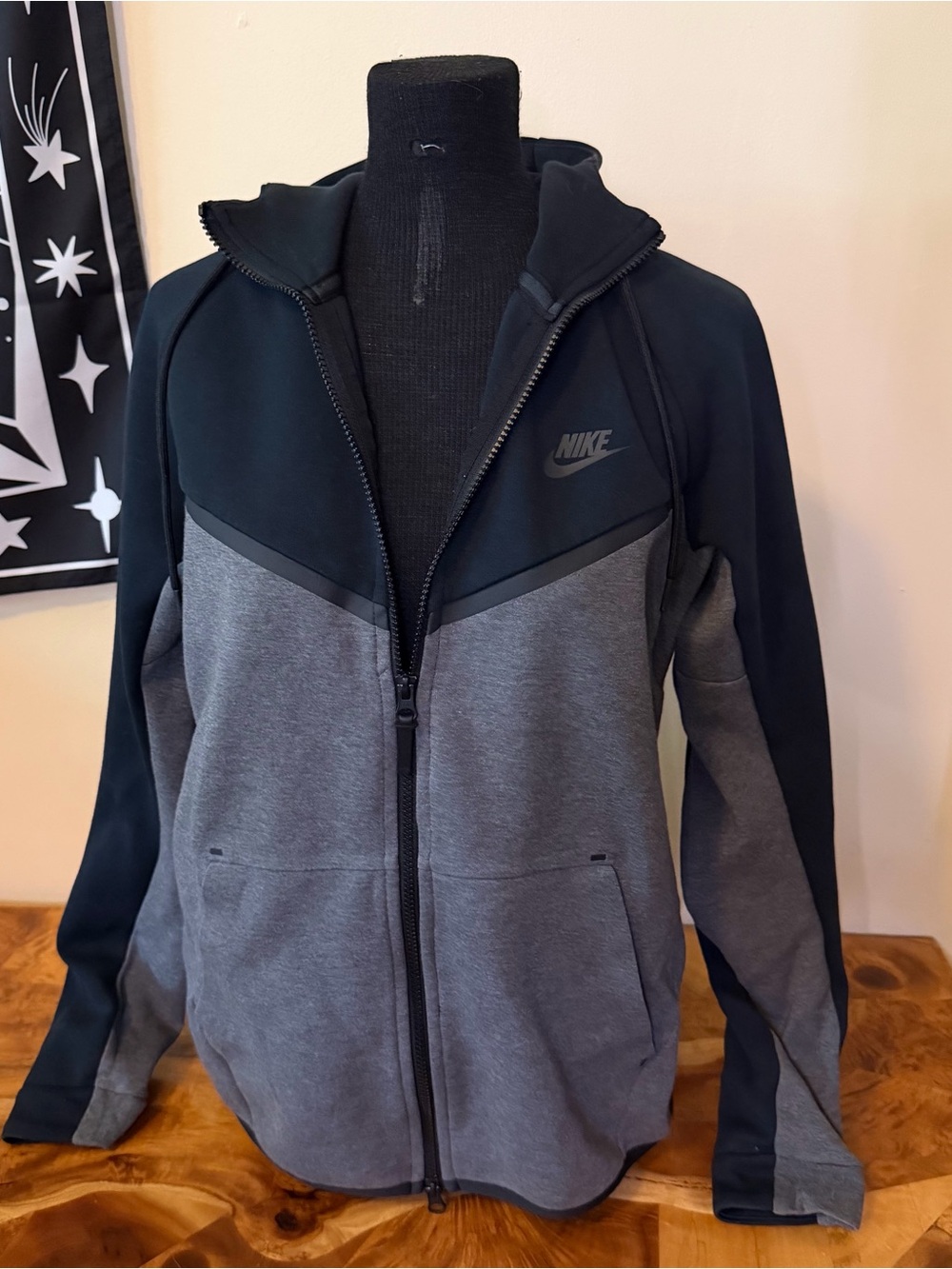 Nike Tech Fleece M Blue Gray Men's Hoodie Double Zipper